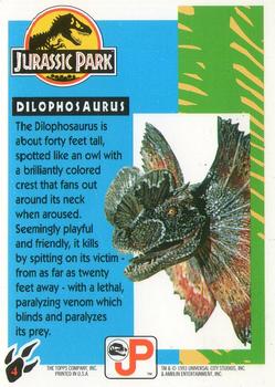 1993 Topps Jurassic Park Gold #4 Dilophosaurus Back