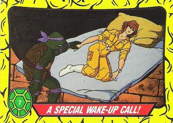 1989 Topps Teenage Mutant Ninja Turtles #7 A Special Wake-Up Call! Front