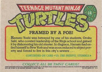 1989 Topps Teenage Mutant Ninja Turtles #14 Framed by a Foe! Back