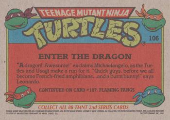 1989 Topps Teenage Mutant Ninja Turtles #106 Enter the Dragon Back