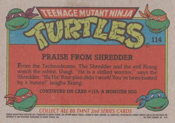 1989 Topps Teenage Mutant Ninja Turtles #114 Praise from Shredder Back