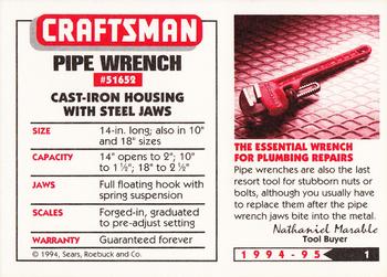 1994-95 Craftsman #1 Pipe Wrench Back