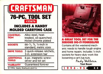 1994-95 Craftsman #44 76 Piece Tool Set Back