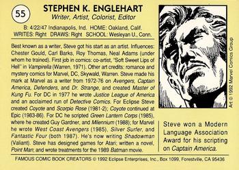 1992 Eclipse Famous Comic Book Creators #55 Steve Englehart Back