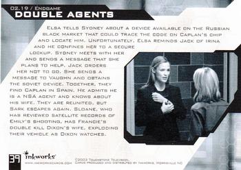 2003 Inkworks Alias Season 2 #39 Double Agents  02.19 - Endgame Back