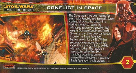 2005 Topps Revenge of the Sith Widevision #2 Conflict in Space Back