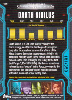 2012 Topps Star Wars: Galactic Files - Blue #189 Darth Nihilus Back