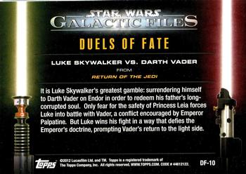 2012 Topps Star Wars: Galactic Files - Duels of Fate #DF-10 Luke Skywalker vs. Darth Vader Back