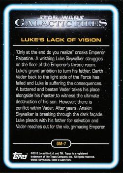 2012 Topps Star Wars: Galactic Files - Galactic Moments #GM-7 Luke's Lack of Vision Back