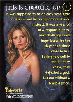 2001 Inkworks Buffy the Vampire Slayer Season 5 #1 This Is Growing Up Back