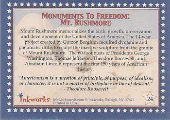 2001 Inkworks American Pride #24 Mount Rushmore Back