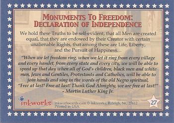 2001 Inkworks American Pride #27 Declaration of Independence Back