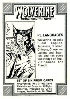 1992 Comic Images Wolverine From Then 'Til Now II - Prism #P5 Languages Back