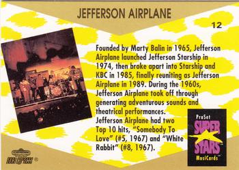 1991 Pro Set SuperStars MusiCards #12 Jefferson Airplane Back