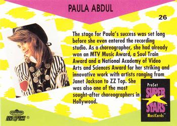 1991 Pro Set SuperStars MusiCards #26 Paula Abdul Back