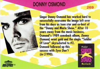 1991 Pro Set SuperStars MusiCards #269 Donny Osmond Back