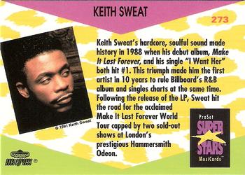 1991 Pro Set SuperStars MusiCards #273 Keith Sweat Back