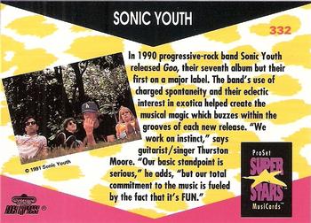 1991 Pro Set SuperStars MusiCards #332 Sonic Youth Back