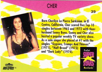 1991 Pro Set SuperStars MusiCards #39 Cher Back