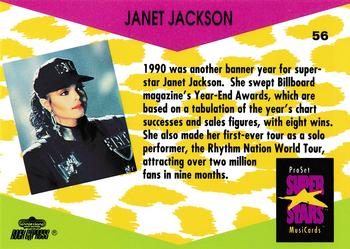 1991 Pro Set SuperStars MusiCards #56 Janet Jackson Back