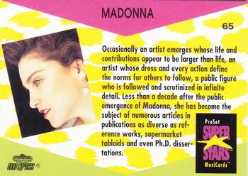 1991 Pro Set SuperStars MusiCards #65 Madonna Back