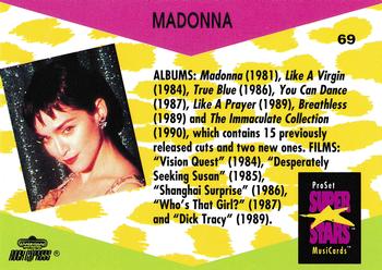 1991 Pro Set SuperStars MusiCards #69 Madonna Back