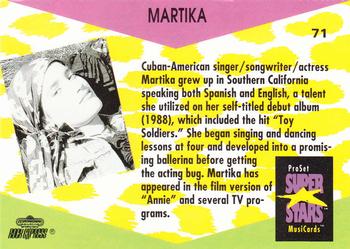 1991 Pro Set SuperStars MusiCards #71 Martika Back