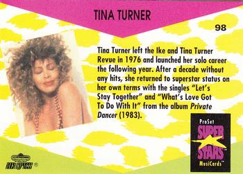1991 Pro Set SuperStars MusiCards #98 Tina Turner Back