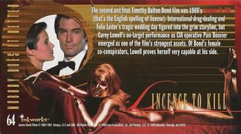 1998 Inkworks The Women of James Bond #64 License to Kill Back