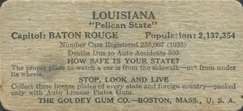 1936 Goudey Auto License Plates (R19-1) #NNO Louisiana Back