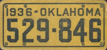1936 Goudey Auto License Plates (R19-1) #NNO Oklahoma Front
