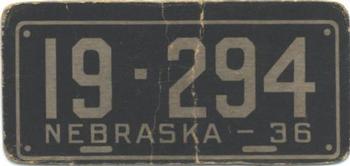 1936 Goudey Auto License Plates (R19-1) #NNO Nebraska Front