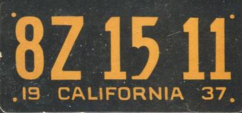 1937 Goudey Auto License Plates (R19-2) #NNO California Front
