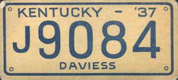 1937 Goudey Auto License Plates (R19-2) #NNO Kentucky Front