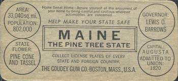 1937 Goudey Auto License Plates (R19-2) #NNO Maine Back