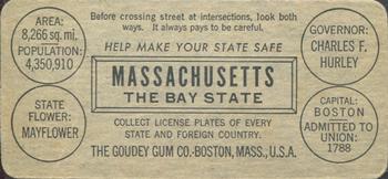 1937 Goudey Auto License Plates (R19-2) #NNO Massachusetts Back