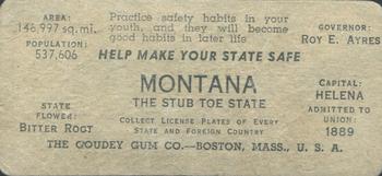 1937 Goudey Auto License Plates (R19-2) #NNO Montana Back