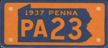 1937 Goudey Auto License Plates (R19-2) #NNO Pennsylvania Front