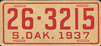 1937 Goudey Auto License Plates (R19-2) #NNO South Dakota Front