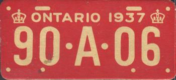 1937 Goudey Auto License Plates (R19-2) #NNO Ontario Front