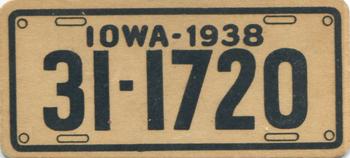 1938 Goudey Auto License Plates (R19-3) #NNO Iowa Front