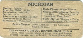1938 Goudey Auto License Plates (R19-3) #NNO Michigan Back