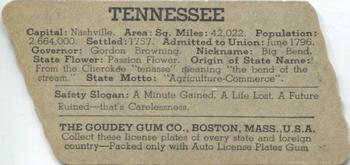 1938 Goudey Auto License Plates (R19-3) #NNO Tennessee Back