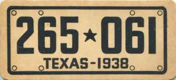 1938 Goudey Auto License Plates (R19-3) #NNO Texas Front