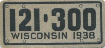 1938 Goudey Auto License Plates (R19-3) #NNO Wisconsin Front