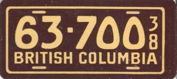 1938 Goudey Auto License Plates (R19-3) #NNO British Columbia Front