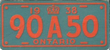 1938 Goudey Auto License Plates (R19-3) #NNO Ontario Front