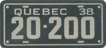 1938 Goudey Auto License Plates (R19-3) #NNO Quebec Front
