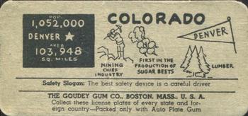 1939 Goudey Auto License Plates (R19-4) #NNO Colorado Back