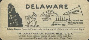 1939 Goudey Auto License Plates (R19-4) #NNO Delaware Back